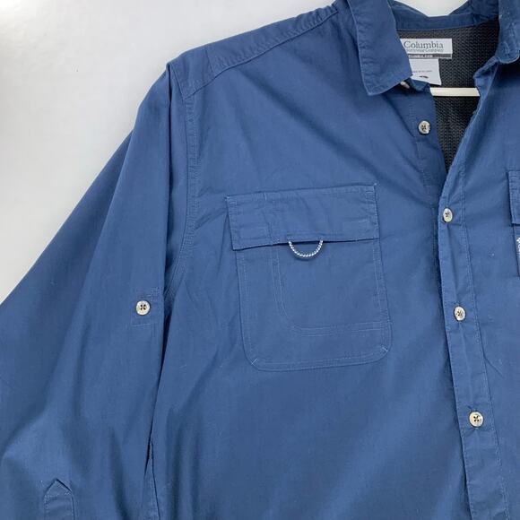 Columbia Navy Blue Long Sleeve Mens Casual Long Sleeve Shirt Size L - Picture 7 of 15